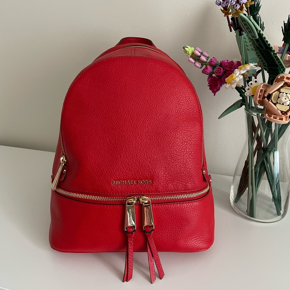 Michael Kors Red Medium Rhea Backpack